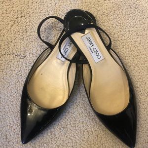 Jimmy Choo London black patent leather flats shoes